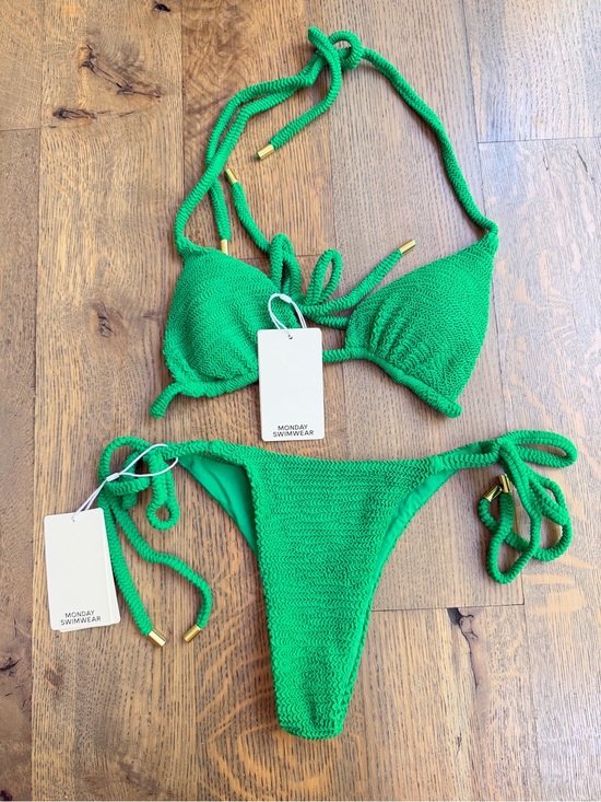Monday Swimwear Other - Monday Swimwear Green Textured Tie Bikini